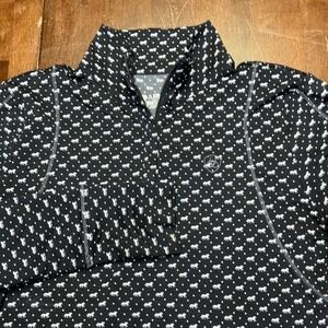 Ariat Lowell 1/4 Zip Pullover Women Medium Black Horse AOP AriatTek Cold Series